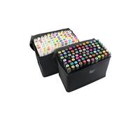 Kit de 80 Feutres Marqueur Huile-alcool Double 1mm-6mm 80 Couleurs Graphique + Sac de Crayon pour le design de mode Noir