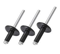 Kit de 90 rivets à bride large, M4,8 x 20/13/10 mm, rivets aveugles noirs en aluminium, assortiment de rivets pour métal, plastique, feuille de bois, montage DIY (3 tailles)