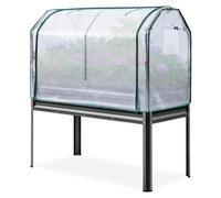 Kit de bac à fleurs surélevé galvanisé - Bac rectangulaire en métal - Avec trous de drainage - Filet anti-insectes - Résistant à la rouille - 120x60x140 cm - Noir