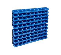 vidaXL Kit de 96 récipients pour petites pièces avec plaques murales bleu noir