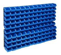 vidaXL Set de 128 récipients pour petites pièces avec plaques murales bleu