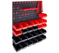 Kit de bacs de stockage et panneaux muraux 29 pcs - Rouge et noir