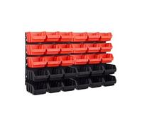 Kit de bacs de stockage et panneaux muraux 32 pcs Rouge et noir