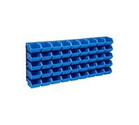 vidaXL Kit de Bacs de Stockage et Panneaux Muraux 48 pcs Boîte d'Empilage Système de Stockage d'Outils Garage Atelier de Bricolage Bleu et Noir