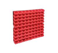 vidaXL Kit de 96 bacs pour petites pièces avec plaques murales - Rouge/Noir