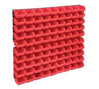 vidaXL Kit de 96 bacs pour petites pièces avec plaques murales - Rouge/Noir