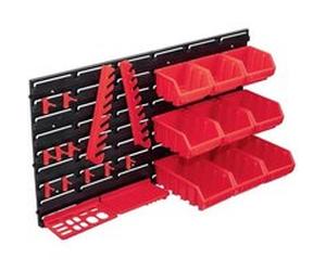 Kit de bacs de stockage et panneaux muraux - vidaXL - 34 pcs - Rouge et Noir - 9 Compartiments - Plastique Rouge G