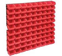 vidaXL Kit de 96 bacs pour petites pièces avec plaques murales - Rouge/Noir