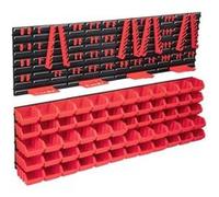 VidaXL Kit de bacs de stockage et panneaux muraux 136pcs Rouge et noir