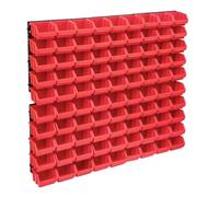 Kit de bacs de stockage - vidaXL - 96 pcs - Rouge et noir - Panneaux muraux