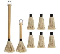 Kit de balai à badigeonner avec brosses lavables au lave-vaisselle et 6 têtes de rechange en coton supplémentaires pour des résultats constants (D)