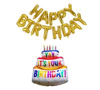 Kit de ballons en aluminium Happy Birthday, ballons d'anniversaire, ballons en aluminium Happy Birthday, 40,6 cm, pour anniversaire de 80 cm, ballons multicolores pour fête d'anniversaire