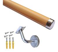 Kit de balustrade murale d'intérieur et d'extérieur - 1 m, 2 m, 3,5 m, 4 m, 4,5 m, 5 m, 6 m, avec supports argentés, couleur bois - Parfait pour la décoration de la maison et du jardin