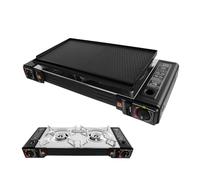Kit de barbecue à gaz 2 en 1, 2 brûleurs avec plaque de cuisson, allumage piézo automatique, réchaud de camping au butane ou au gaz 2500 W