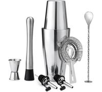 Kit de barman 8 pièces avec shaker de 530 ml et 828 ml, passoire, pilon, doseur, cuillère à mélanger et verseurs.
