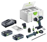 Kit de base Festool TPC 18/4 : perceuse-visseuse à percussion sans fil 18 V 75 Nm Brushless + 2 batteries 4,0 Ah + chargeur + Systainer