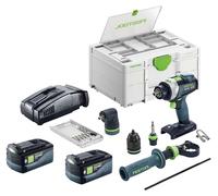 Kit de base Festool TPC 18/4 : perceuse-visseuse à percussion sans fil 18 V 75 Nm Brushless + 2 batteries 5,0 Ah + chargeur rapide + Systainer