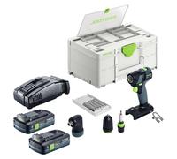 Kit de base Festool TXS 18 - Perceuse-visseuse sans fil 18 V 40 Nm Brushless + 2 batteries 4,0 Ah + chargeur rapide + Systainer
