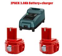 Kit de batteries 12 V - Bloc de batteries Ni-Cd - 2 x 3,0 Ah + chargeur - Compatible avec les modèles PA12, 1220, 1222, 1235, 1233 - Pour outils électriques - Blanc