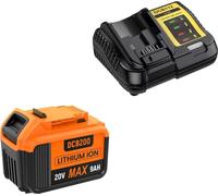 Kit de batteries compatible avec le DCB200 - Batterie de rechange Li-Ion 18 V/20 V avec chargeur - Batterie haute performance 9 Ah - Chargeur rapide 4 A - Pour perceuses-visseuses sans fil et outils é