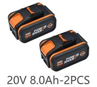 Kit de batteries de rechange 20 V - Lot de 2 batteries Li-Ion - 8,0 Ah 8 000 mAh - compatibles avec les modèles WX390, WX176, WX166.4, WX372.1, WX800, WX678, WX550, WX532, WG894E, WG629E, WG329E et WG