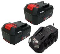 Kit de batteries PARKSIDE® 20 V comprenant 2 batteries (4 Ah) et un chargeur (2,4 A) + crayon de charpentier HEADNMORE®, mètre pliant de 1 m et porte-clés