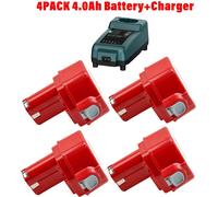 Kit de batteries pour outils électriques - 12 V Ni-Cd - 4 × 4,0 Ah - Avec chargeur - Batterie de rechange - Compatible avec les modèles PA12, 1220, 1222, 1235 et 1233