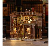 Kit de bibliothèque étagère puzzle 3D, modèle de maison miniature DIY, décoration artisanale en bois, cadeau de Noël et d'anniversaire Taille UniqueBois composite