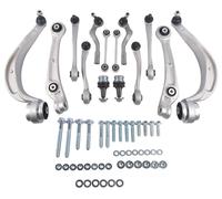 Kit de biellettes de direction pour l'essieu avant - Ensemble de 14 pièces pour la suspension - Compatible avec Audi A4, A5, Q5 (2010-2015) - Essieu avant complet - Suspension