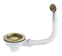 Kit de bonde de vidange pour évier de cuisine, filtre doré/gris foncé avec trop-plein rond, 114 mm (doré)