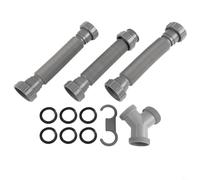 Kit de bonde d'évier flexible double vasque, tuyau P-siphon réglable de 20 à 80 cm, kit de plomberie en plastique anti-fuite, gris