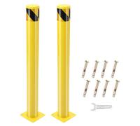 Kit de bornes de sécurité - Poteaux de stationnement en acier - 2 pièces - 91 x 11 cm - Pour les zones de circulation et les entrepôts - Jaune