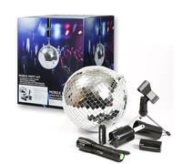 Kit de boule disco mobile de fête - Boule miroir de 20 cm - Moteur à piles - Pinspot - Trépied - Lumière à effet - Kit complet d'éclairage de fête