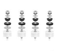 Kit de boulons de charnière pour siège de toilette : vis en acier inoxydable avec rondelles en caoutchouc pour une fixation sûre, installation facile sans dessous pour l'accès, noir (4 paquets de 100