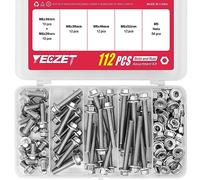 Kit de Boulons et Écrous à Tête Hexagonale à Bride de 112 Pièces M6 en Acier Inoxydable 304. Inclut Les Longueurs de 10mm, 20mm, 30mm, 40mm, 50mm.