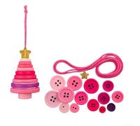 Kit de boutons de Noël à faire soi-même - Ensemble d'activités familiales festives avec bonhomme de neige, arbre de neige, ange, Père Noël pour décorations de fête et cadeaux (sapin de Noël rose)