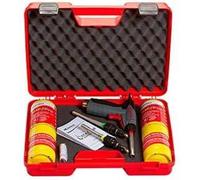 Kit de brasage Express Vulcane Profi dans un coffret comprenant 3 lances (Ø 14/22/28 mm) + 2 bouteilles de gaz + piézo de rechange + buse 2400 °C
