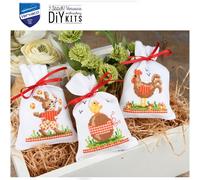 Kit De Broderie Comptée Vervaco: Sachets Cadeaux: Animaux De Pâques, Lot De 3