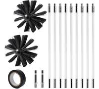 Kit de brosse pour cheminée - Nettoyant pour cheminée - Entretien de la cheminée - Tige flexible - Diamètre 150 mm - Noir