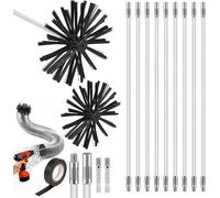Kit de brosse pour cheminée - Nettoyeur de conduit de chauffage - Entretien de la cheminée - Tige flexible en nylon - Diamètre de 15 cm - Nylon