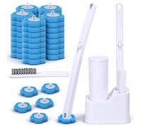Kit de Brosse WC Jetable avec 48 éponges de Rechange+Brosse Nettoyage | Éponge Nettoyante Parfumée avec Nettoyant Intégré, Suspendu Brosse de Toilette Jetable pour Salle de Bain, Lavabo, Baignoire