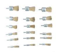 Kit de brosses métalliques avec tige de 6 mm pour polissage du métal et | Acier plaqué cuivre, élimine la rouille, s'adapte aux perceuses électriques, tige de 6 mm, 18 pièces de tailles assorties