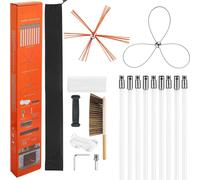 Kit de brosses pour cheminée - Brosse pour cheminée avec tiges flexibles - Longueur 9 m - 2 têtes de brosse - Pour cheminées carrées et rectangulaires - Pour tuyaux de poêle
