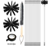 Kit de brosses pour cheminée - Brosse pour conduits - Nettoyage et entretien des cheminées - Tige flexible - 16 pièces - Noir