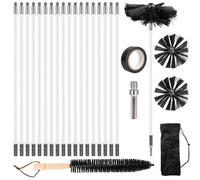 Kit de brosses pour cheminée comprenant 18 tiges flexibles de 410 mm, 2 têtes de brosse de 150 mm, une brosse en bois et des accessoires