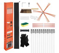 Kit de brosses pour cheminée et conduit de fumée - Kit de nettoyage pour cheminée - Jusqu'à 12 m de longueur - Pliable à 90° - Pour conduits de fumée carrés et rectangulaires