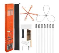 Kit de brosses pour cheminée - Kit de nettoyage pour cheminée - Jusqu'à 7 m de longueur - Tiges flexibles - 2 têtes de brosse - Pour cheminées carrées et rectangulaires - Pour conduits de poêle