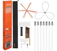 Kit de brosses pour cheminée VEVOR, brosse pour cheminée d'une longueur maximale de 7 m, brosse pour tuyau de poêle avec deux têtes de brosse, ramoneur, outil de nettoyage pour cheminées carrées et re