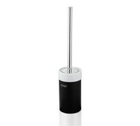 Kit de brosses pour toilettes, noir/blanc en céramique/chromé, forme ronde, métal