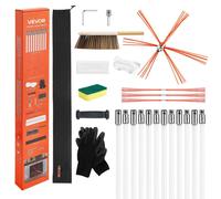 Kit de brosses pour tuyaux de poêle VEVOR, longueur max. 12 m, brosses pour cheminées, kit de ramonage, brosse pour cheminées, outil de nettoyage pour cheminées flexible à 90°, pour cheminées carrées